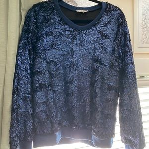 Blue faux feather sweatshirt